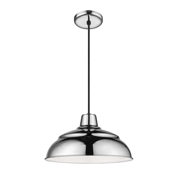 RWHC14-PN Millennium Lighting R Series - 1 Light Cord Hung Warehouse Pendant-8.25 Inch Tall and 14 Inch Wide-Polished Nickel Finish -Traditional