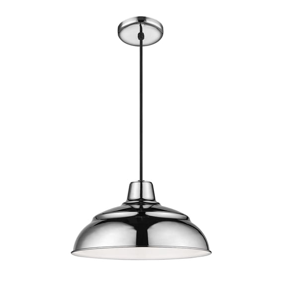 RWHC14-PN Millennium Lighting R Series - 1 Light Cord Hung Warehouse Pendant-8.25 Inch Tall and 14 Inch Wide-Polished Nickel Finish -Traditional