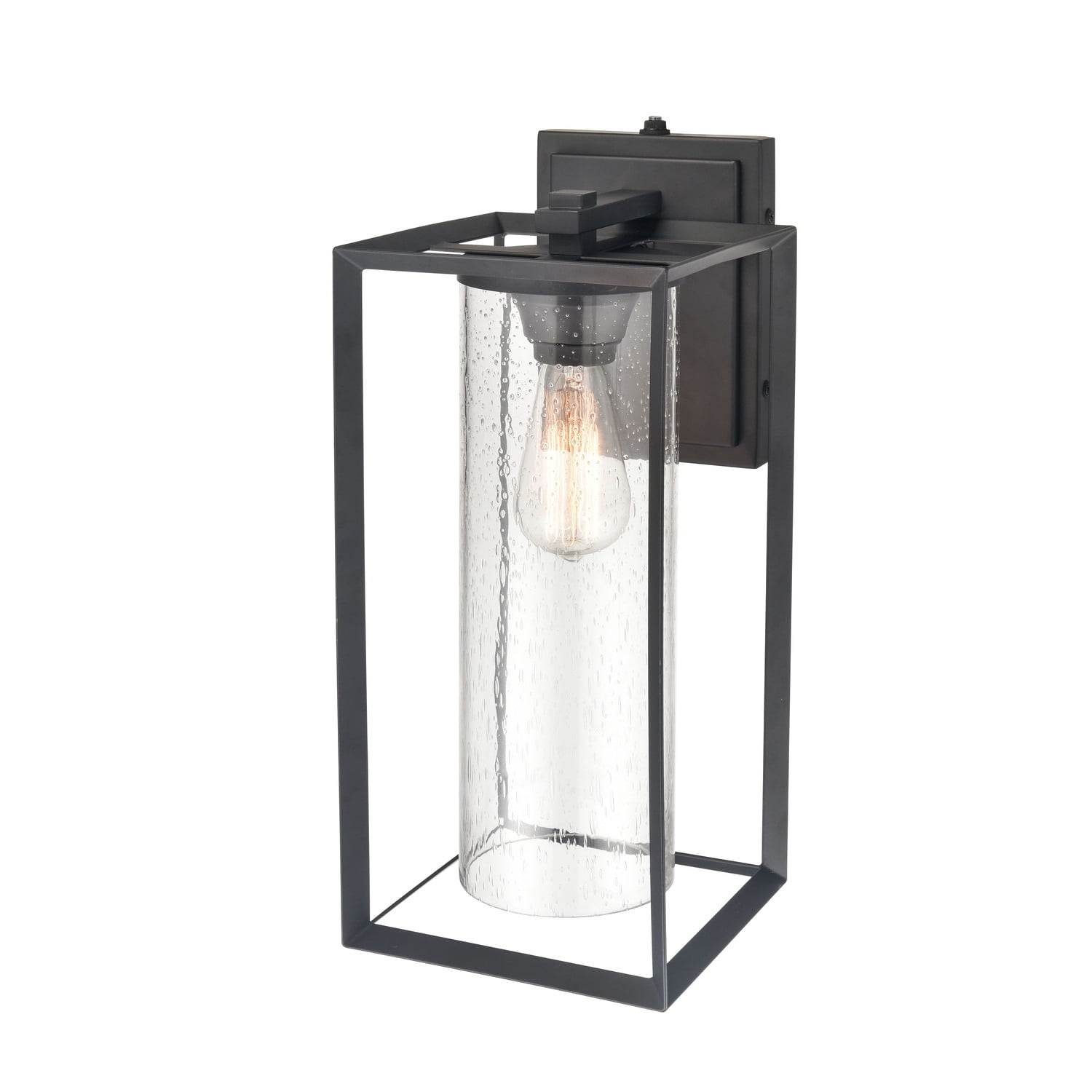 Black Powder Coat Outdoor Wall Lantern with Clear Glass