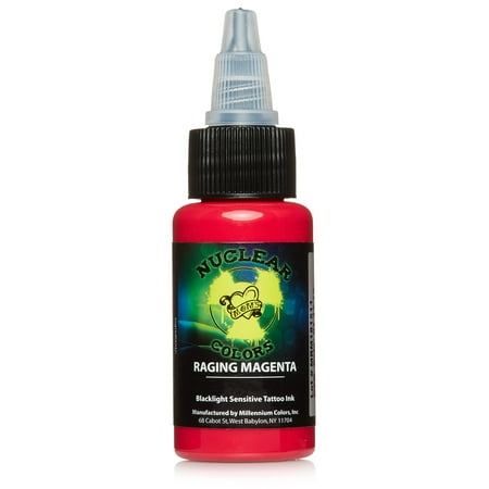 Millennium Mom's Nuclear Colors 1 oz Raging Magenta Tattoo Ink Glow UV Black Light Bottle