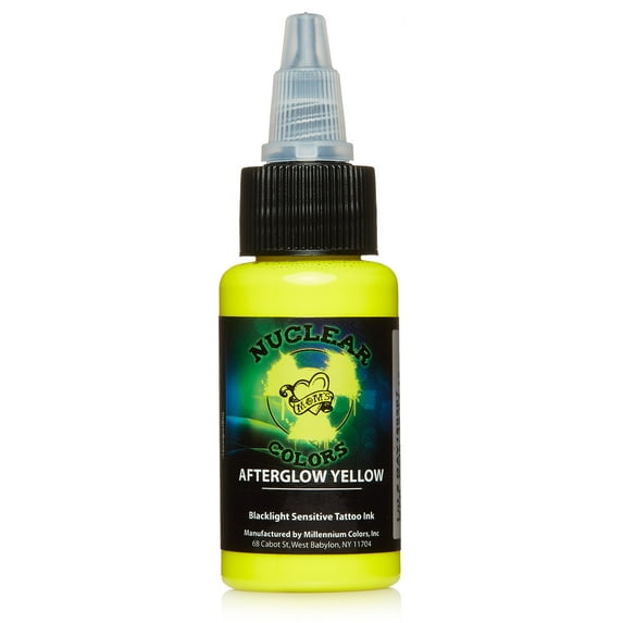 Millennium Mom's Nuclear Colors Afterglow Yellow UV Blacklight Tattoo Ink 1 oz