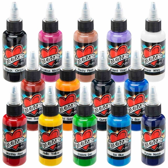Millennium Mom's Tattoo Ink - 14 Primary Multicolor Set #1 - 1/2 oz