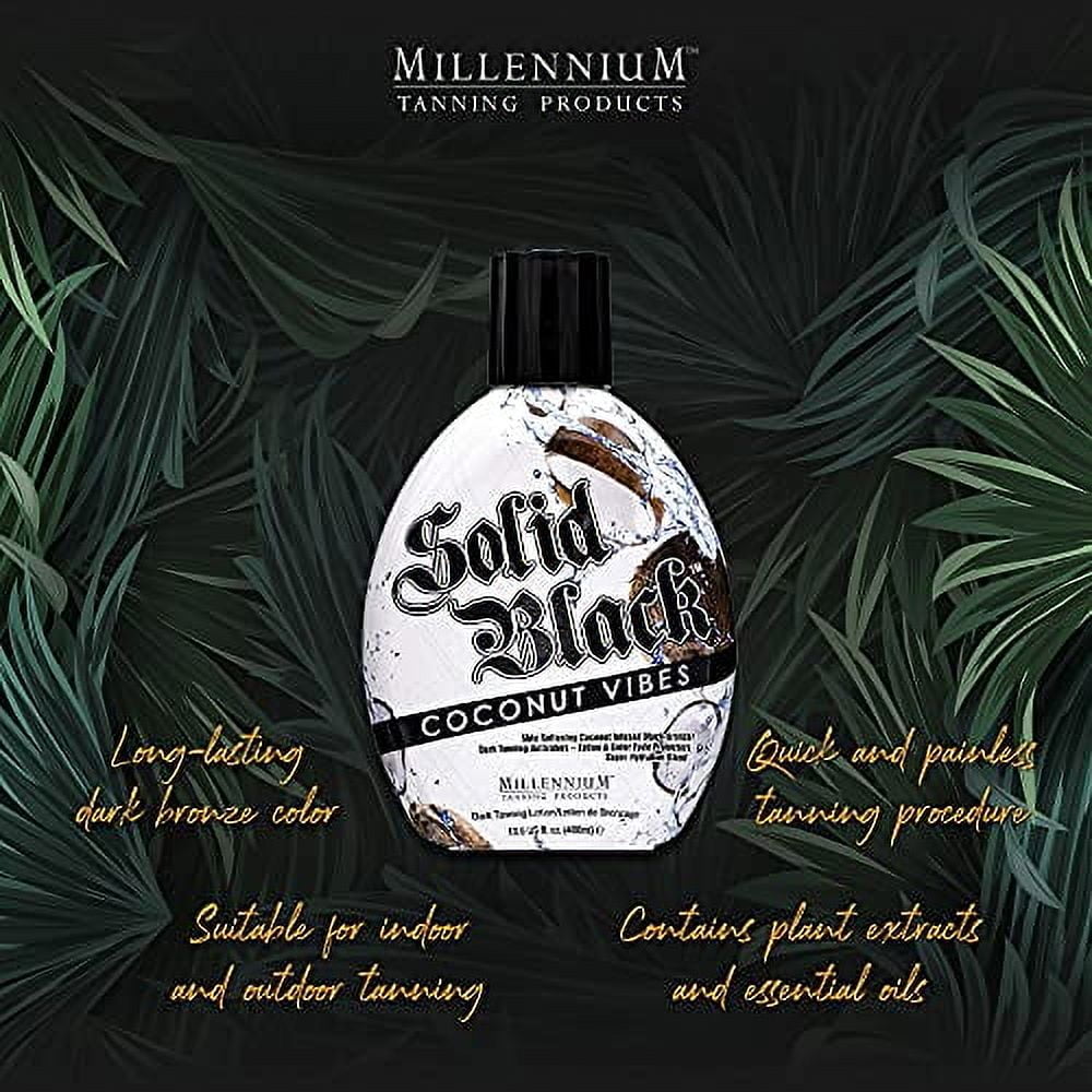 Millennium Tanning Solid Black COCONUT VIBES Infused Black Bronzer Dark  Tanning Activators - Tattoo \u0026 Color Fade Protectors Super Hydration Blend  Indoor/Outdoor Tanning Lotion 13.5 fl oz - Walmart.com, image size:1000x1000