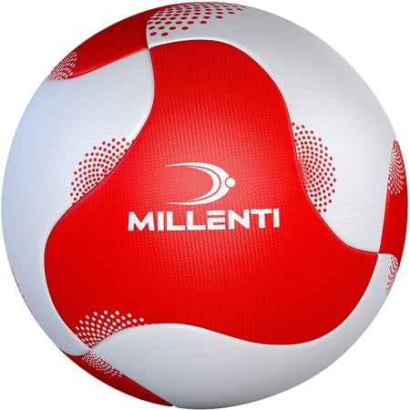 Millenti Soccer Balls Size 5 - Reverse Bend-It Soccer Ball Curving Ball With High-Visibility, Easy-To-Track Designs, Red Football Ball, SB0405RD
