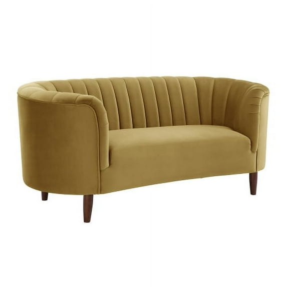 Millephri Sofa, Velvet Modern Tub Barrel Arm Sofa, Upholstered Tufted Accent Arm Lounge Sofa, Mid-Century Loveseat, for Living Room Reading Room Bedroom, Yellow