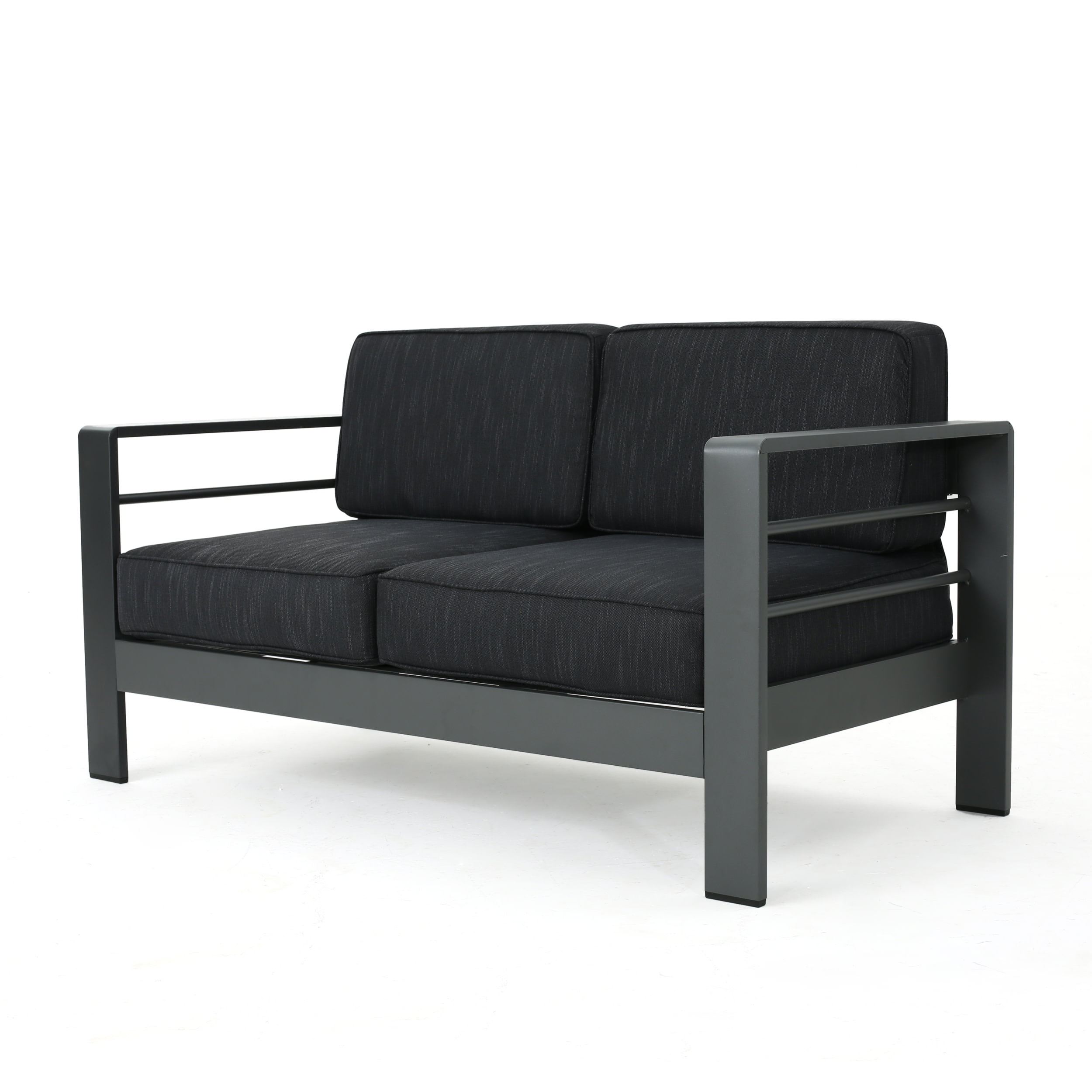 Miller Aluminum Outdoor Loveseat, Gray, Dark Gray
