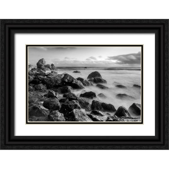 Miller, Anna 18x13 Black Ornate Wood Framed with Double Matting Museum Art Print Titled - Muir Beach Dusk-Marin County-California-USA
