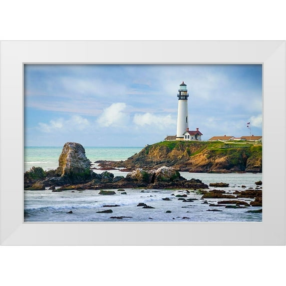 Miller, Anna 18x13 White Modern Wood Framed Museum Art Print Titled - Pigeon Point Lighthouse-Big Sur-California-USA