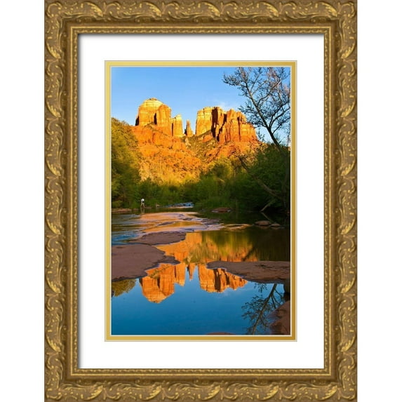 Miller, Anna 23x32 Gold Ornate Wood Framed with Double Matting Museum Art Print Titled - Cathedral Rock-Sedona-Arizona-USA