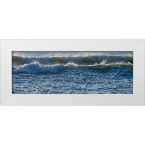 Miller, Anna 24x11 White Modern Wood Framed Museum Art Print Titled - Large Waves on Rockaway Beach-Pacifica-California-USA