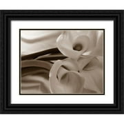 Miller, Anna 24x19 Black Ornate Wood Framed with Double Matting Museum Art Print Titled - Sepia tone Calla Lily