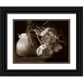 thumbnail image 1 of Miller, Anna 24x19 Black Ornate Wood Framed with Double Matting Museum Art Print Titled - Sepia tone Tulips, 1 of 4