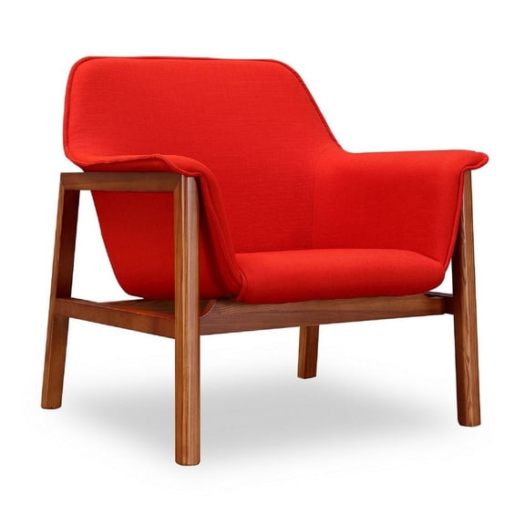 Manhattan Comfort Miller Fabric Upholstered Accent Chair in Burnt Orange/Walnut