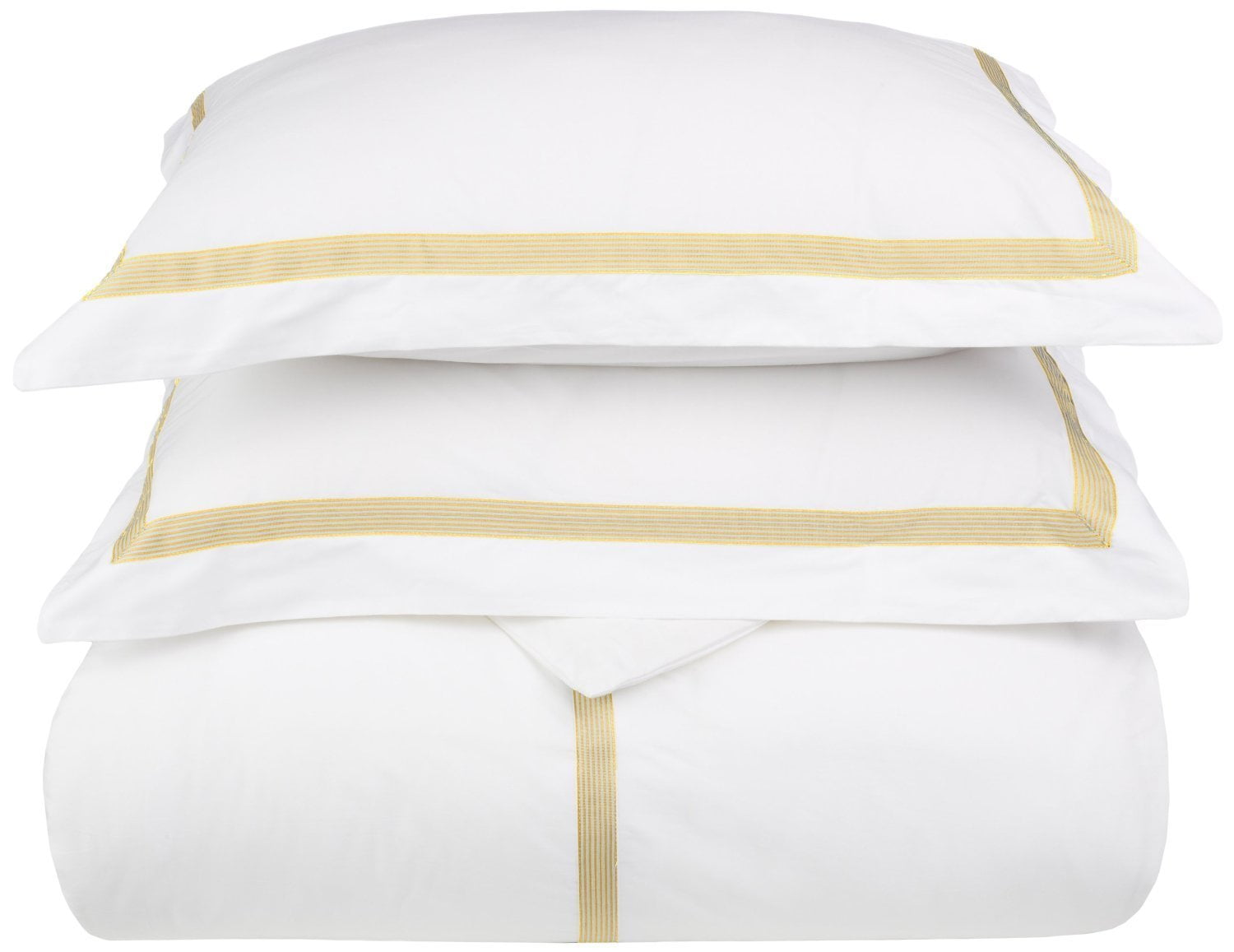 California King Gold Cotton Embroidered Duvet Cover Set