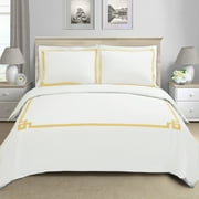 Miller Cotton Embroidered 3-Piece Duvet Cover Set by Blue Nile Mills, Full/Queen, Gold