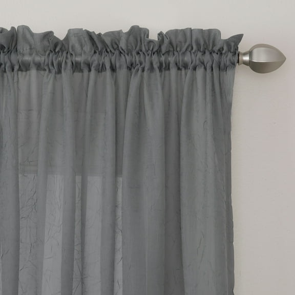 Miller Curtains Preston 95-inch Rod Pocket Sheer Curtain Panel Stone Grey