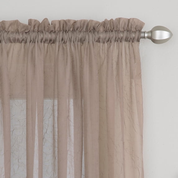 Miller Curtains Preston 95-inch Rod Pocket Sheer Curtain Panel Taupe