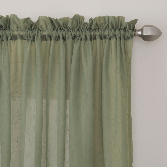 Miller Curtains Preston Sheer 108-Inch Rod Pocket Curtain Panel - 52 X 108 - 52 X 108 Basil