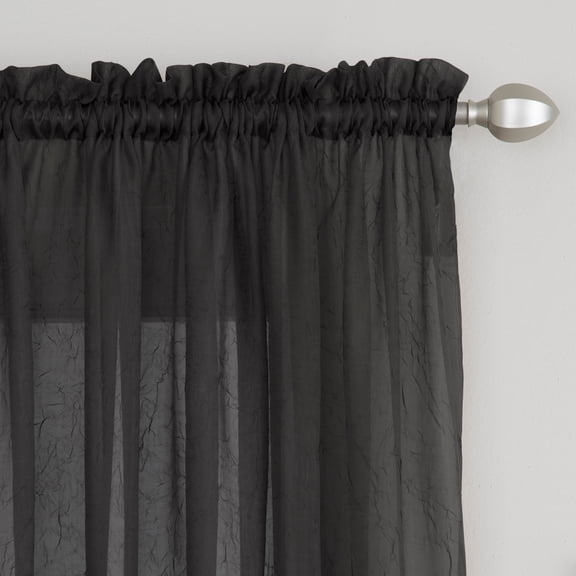 Miller Curtains Preston Sheer 108-Inch Rod Pocket Curtain Panel - 52 X 108 - 52 X 108 Black