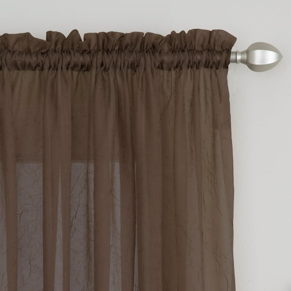 Miller Curtains  Preston Sheer 108-Inch Rod Pocket Curtain Panel - 52 X 108 - 52 X 108 Brown