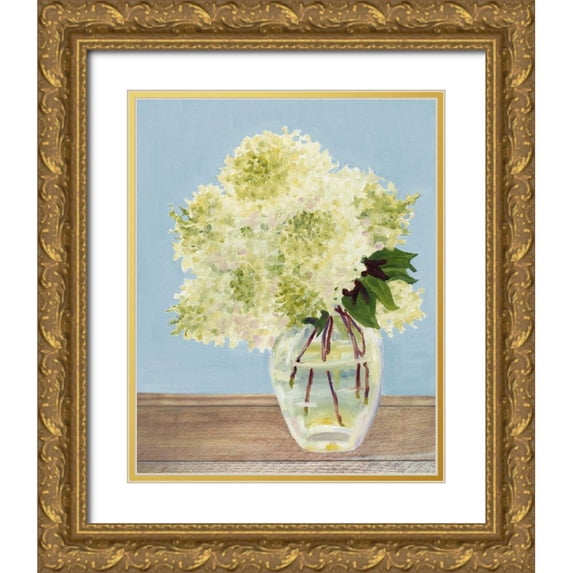 Miller, Dianne 12x14 Gold Ornate Wood Framed with Double Matting Museum Art Print Titled - Hydrangea Vase II