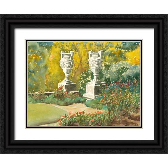 Miller, Dianne 24x19 Black Ornate Wood Framed with Double Matting Museum Art Print Titled - Plein Air Garden V