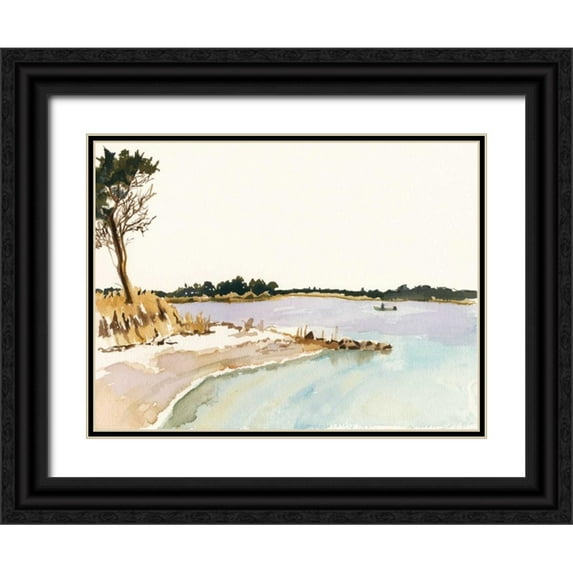 Miller, Dianne 32x25 Black Ornate Wood Framed with Double Matting Museum Art Print Titled - Minimalist Coastline I
