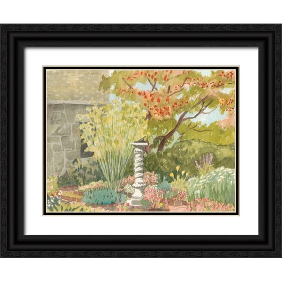 Miller, Dianne 32x25 Black Ornate Wood Framed with Double Matting Museum Art Print Titled - Watercolor Garden I