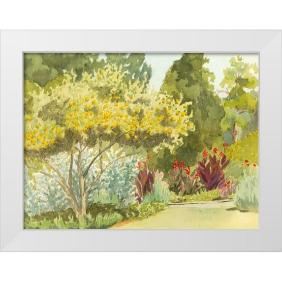 Miller, Dianne 32x25 White Modern Wood Framed Museum Art Print Titled - Plein Air Garden VI