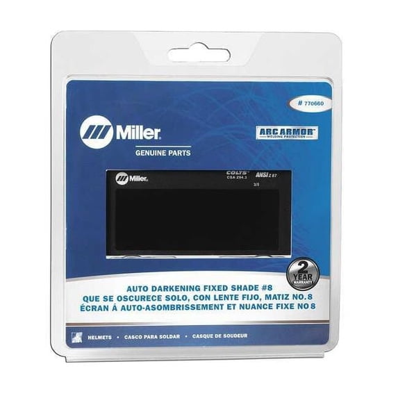 Miller Electric Welding Lens,2 x 4 In,#8,Auto-Darkening 770660