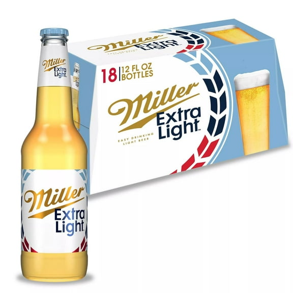 Miller Extra Light American Beer, 18 Pack, 12 fl oz Glass Bottles, 2.8% ABV
