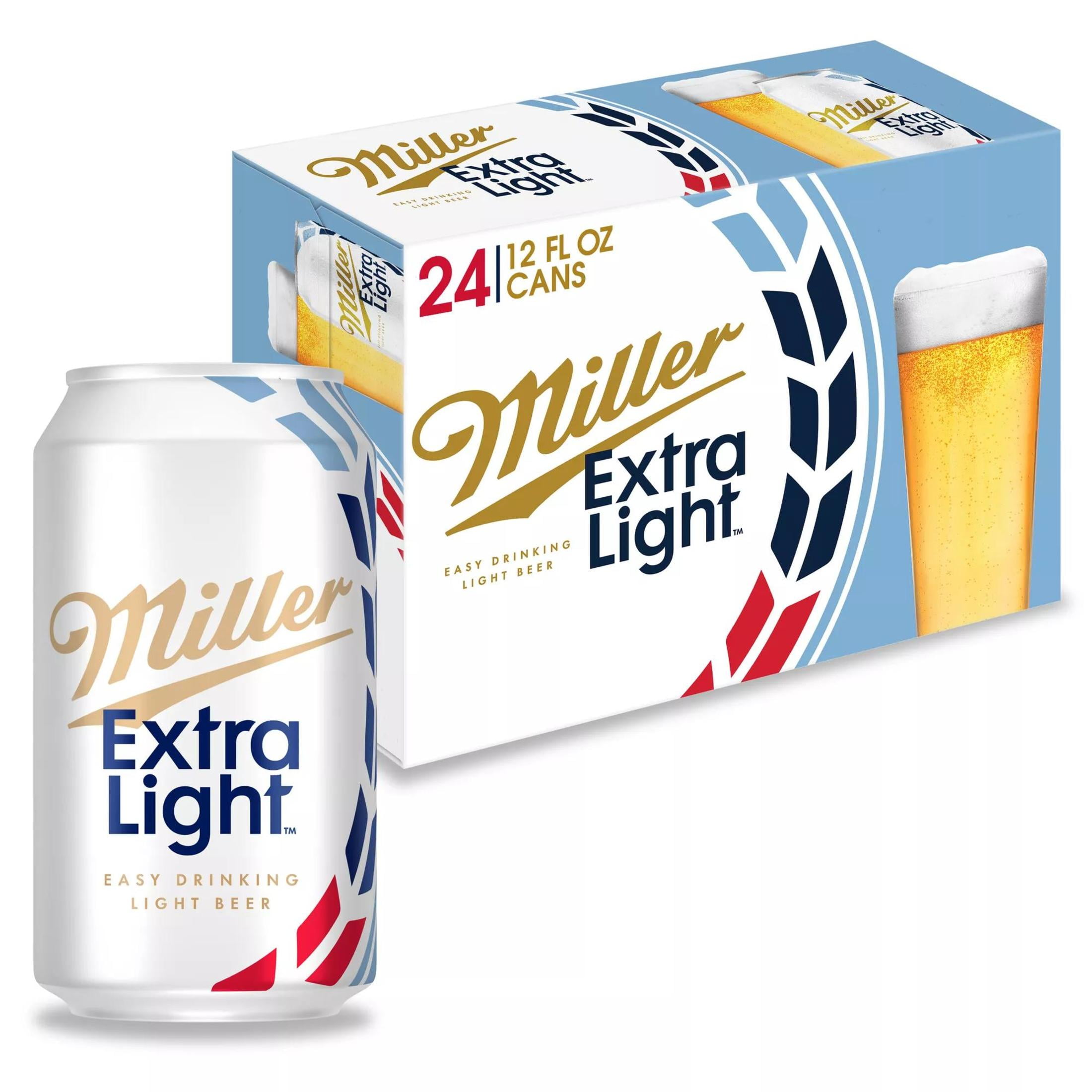 Miller Extra Light Beer, 24 Pack, 12 fl oz Aluminum Cans, 2.8% ABV