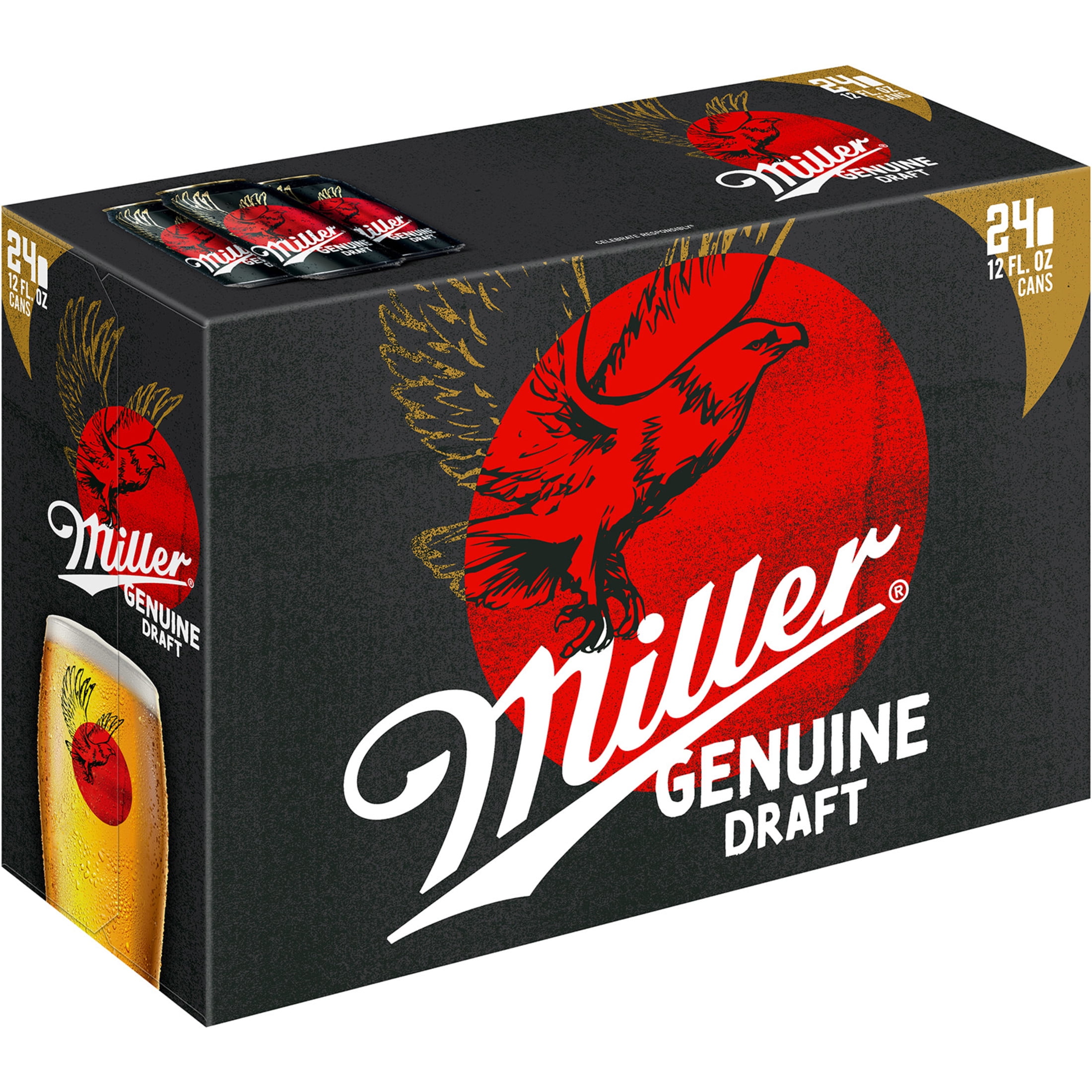Miller Genuine Draft American Lager Beer, 24 Pack, 12 fl oz Aluminum Cans, 4.7% ABV, Domestic Lager