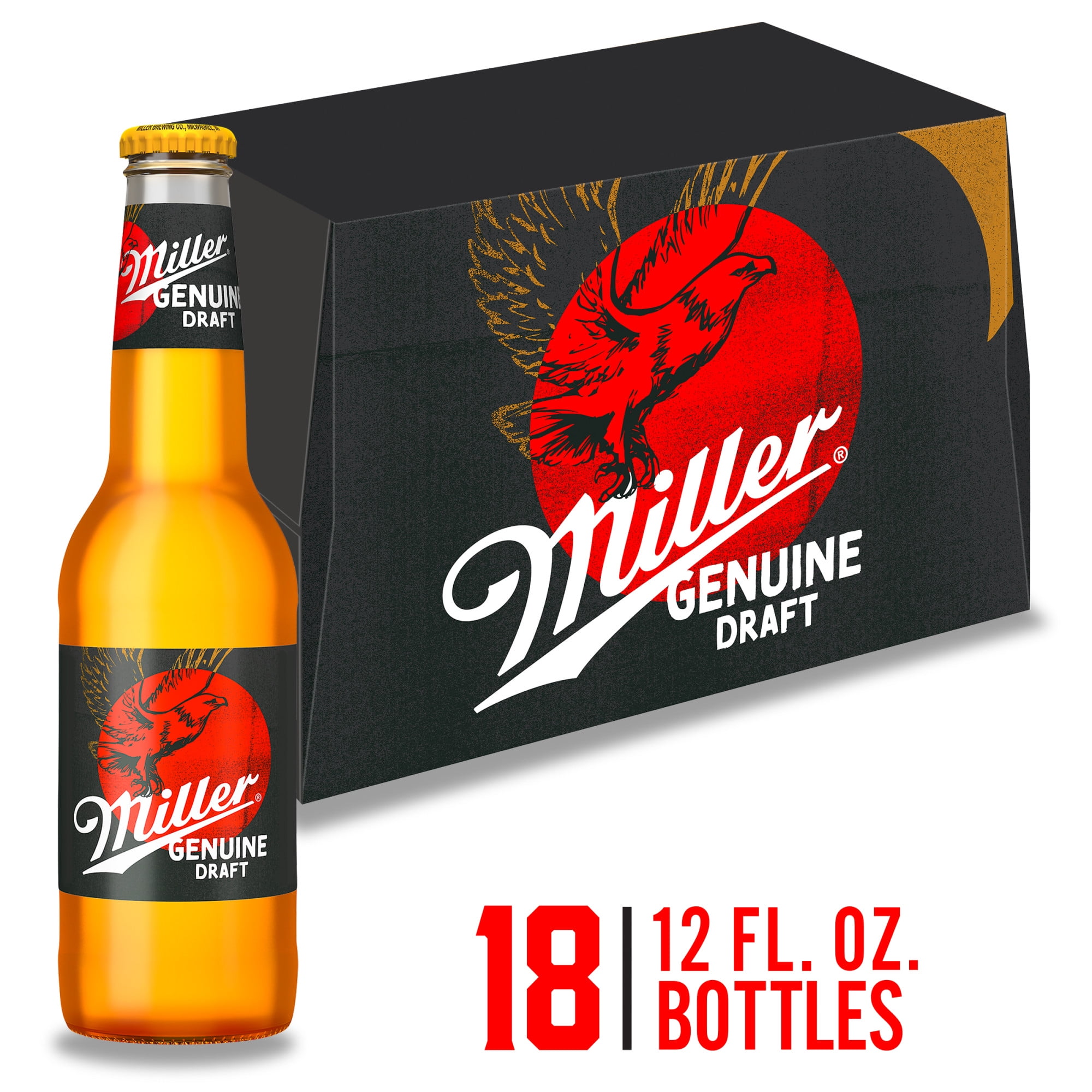 Miller Genuine Draft Lager Beer, 18 Pack, 12 fl oz Bottles, 4.7 ABV