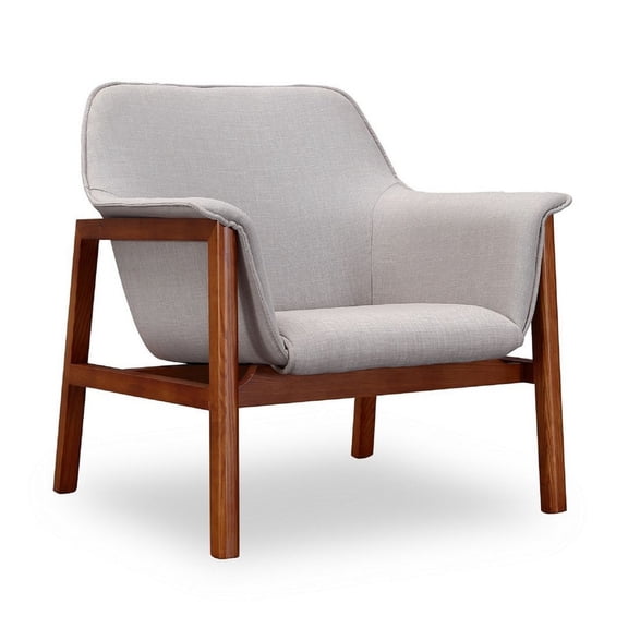 Manhattan Comfort Miller Fabric Upholstered Accent Chair in Gray/Walnut