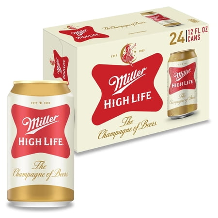 Miller High LifeAmerican Beer, 24 Pack, 12 fl oz Aluminum Cans, 4.6% ABV