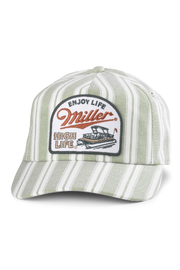 Green Striped Beach House Adjustable Hat