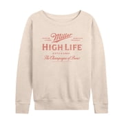 Miller High Life - High Life Womens Lightweight French Terry Wide Neck Long Sleeve Graphic Shirt