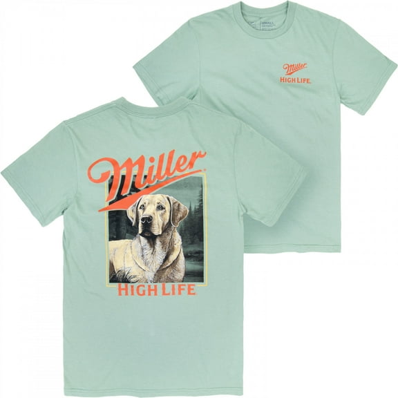 Miller High Life Labrador Front and Back Print T-Shirt-Small