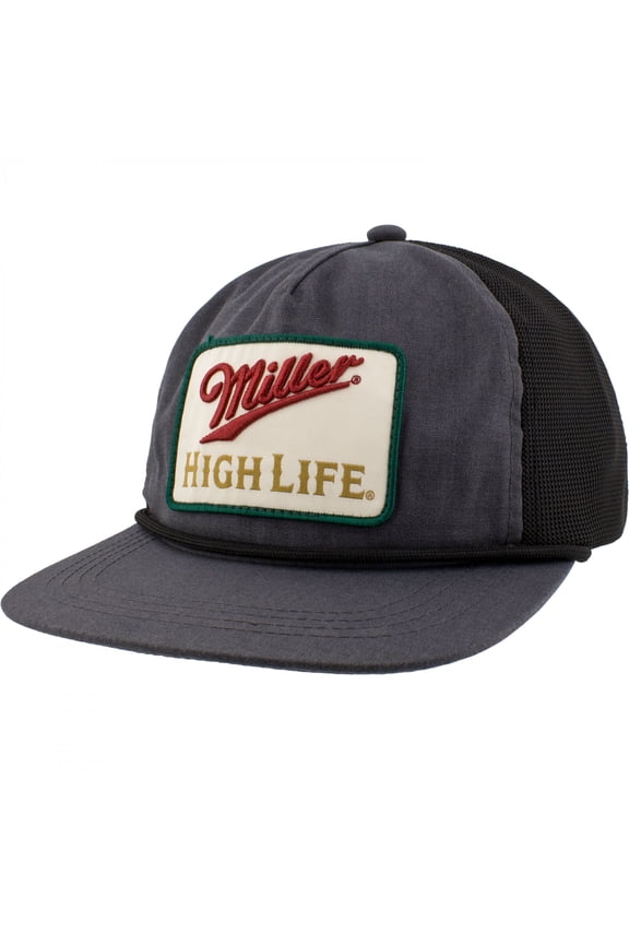 Beer Men's Trucker Hat Embroidered Woven Patch Snapback Cap (Charcoal Heather)