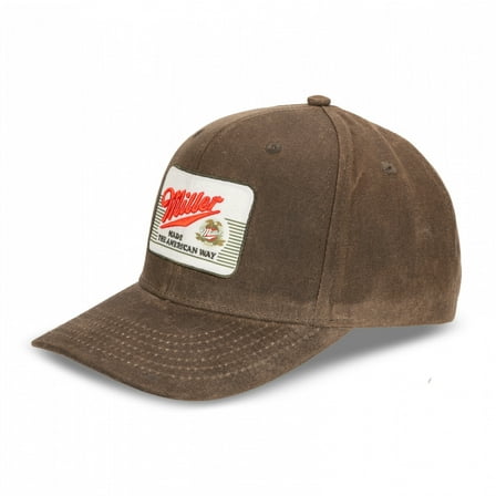 Miller High Life Beer Men's Snapback Hat Embroidered Distressed Water Resistant Waxed Cap (Distressed Brown)
