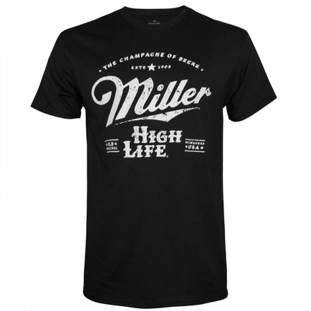 Miller High Life  Old Original Front & Back Print Black T-Shirt for Men, Black - Small