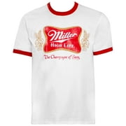 Miller High Life White And Red Ringer Logo T-Shirt-Medium