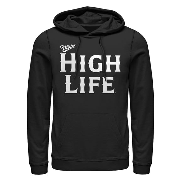 Miller High Life White Font Black Hoodie-XLarge