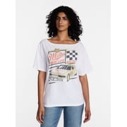 Miller High Life Women's Off the Shoulder Graphic Tee, Sizes XXS-XXL