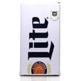 thumbnail image 1 of Miller Lite Compact Fridge w/ Bottle Opener, 3.2 cu ft (90L), White, Space-Saving Flat Back Design, Reversible Door, Tempered Glass Shelves, Licensed Miller Lite Artwork, Perfect for Beer-Lovers, 1 of 9