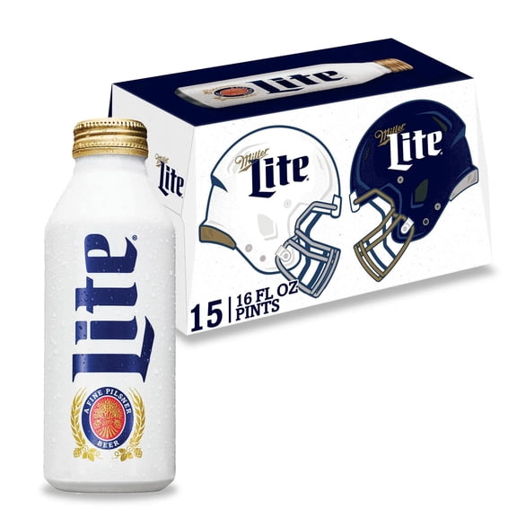 Miller Lite American Light Lager Beer, 15 Pack, 16 fl oz Aluminum Bottles, 4.2% ABV