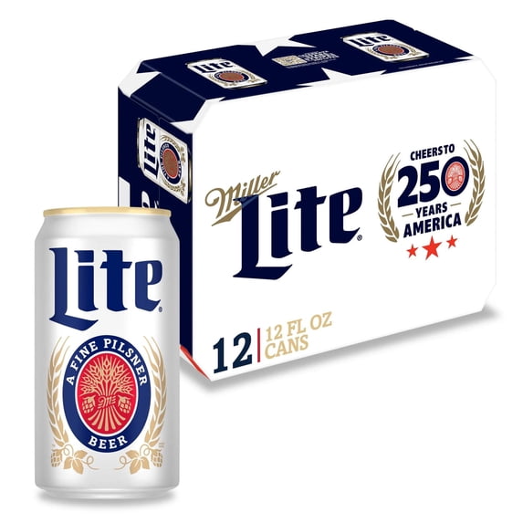 Miller Lite American Light Lager Beer, 12 Pack, 12 fl oz Aluminum Cans, 4.2% ABV