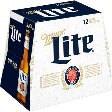 Miller Lite American Light Lager Beer, 12 Pack, 12 fl oz Glass Bottles, 4.2% ABV