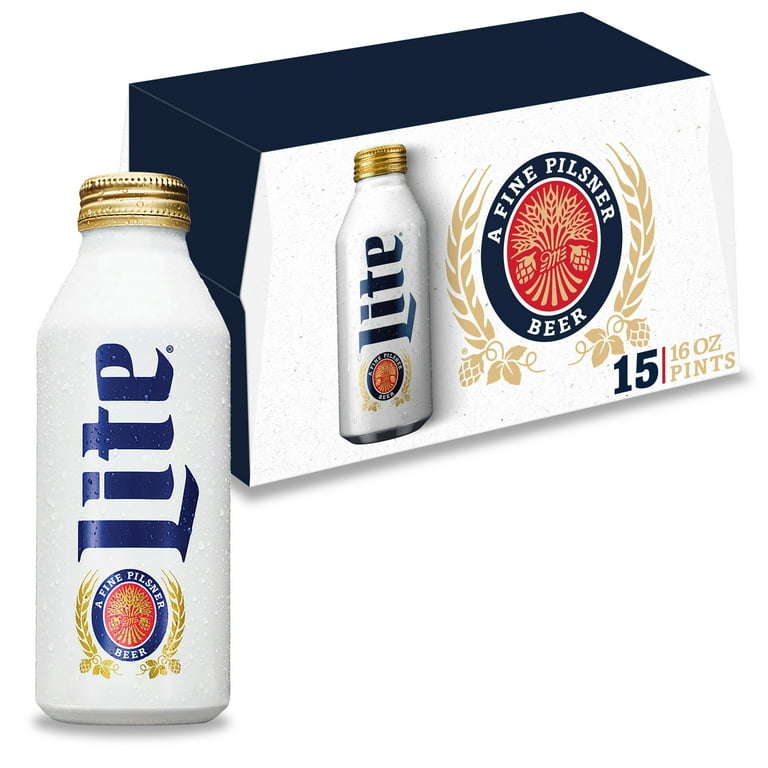 Miller Lite Beer, 15 Pack, 16 fl oz Aluminum Bottles, 4.2% ABV 